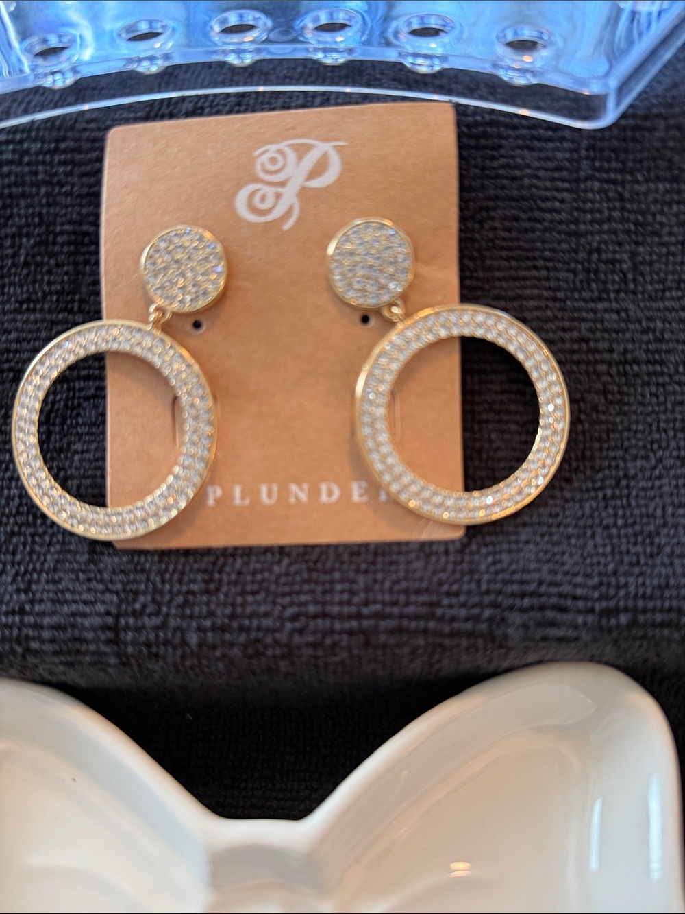 Plunder Gold Crystal Pavé Open Circle Drop Earrings